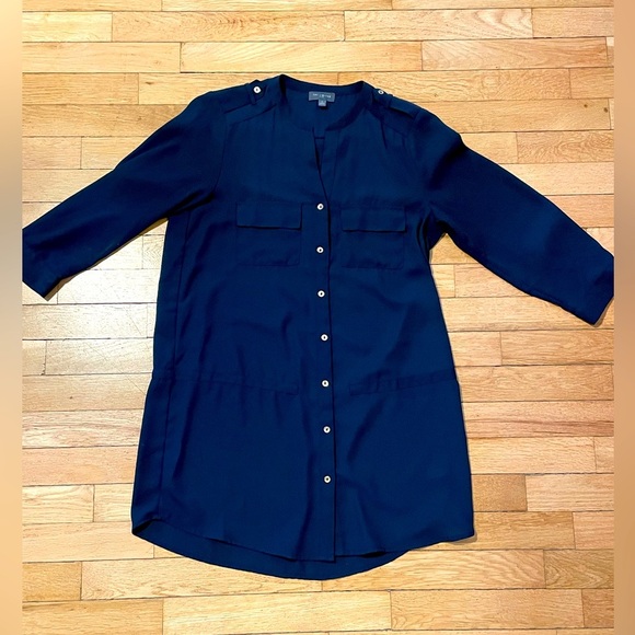 The Limited Tops - The Limited Navy Blue Button-Up Tunic Dress Womens S